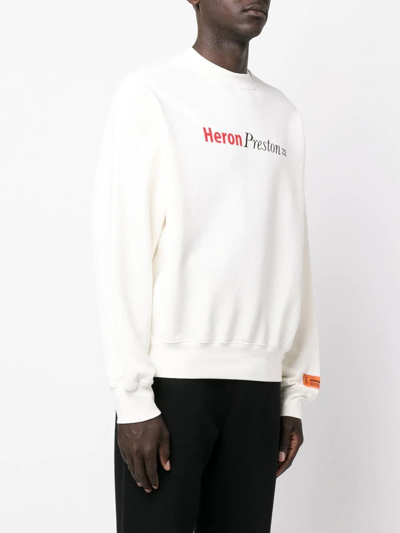 Heron Preston White Multicensored Sweatshirt In Jersey With Contrast Print On Front And Back And Logo Patch On The In Weiss