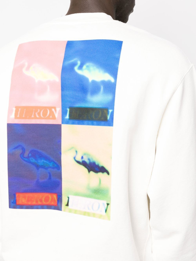 Heron Preston White Multicensored Sweatshirt In Jersey With Contrast Print On Front And Back And Logo Patch On The In Weiss