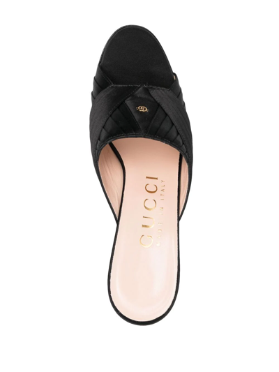 Shop Gucci 110mm Pleated Satin Mules In Black
