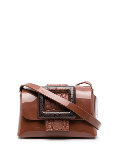 Shop Viktor & Rolf Buckle Up Shoulder Bag In Braun