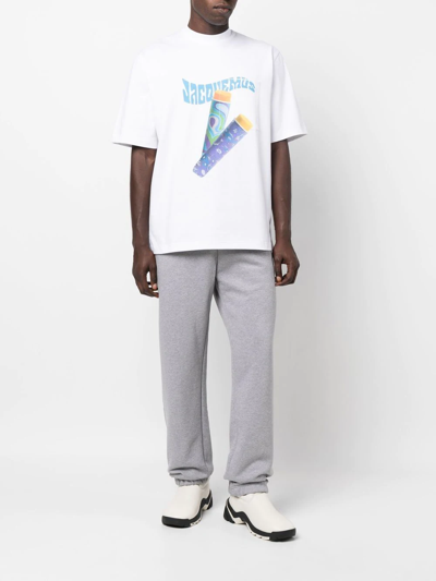 Shop Jacquemus Logo-print Organic Cotton Track Pants In Grau