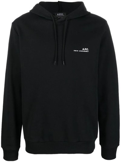 Shop Apc Item Logo-print Hoodie In Schwarz