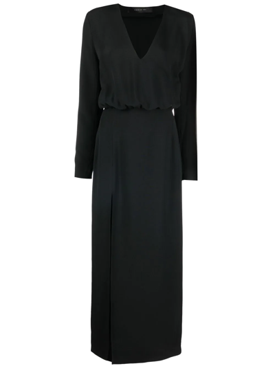 Shop Federica Tosi Slit-detail V-neck Dress In Schwarz