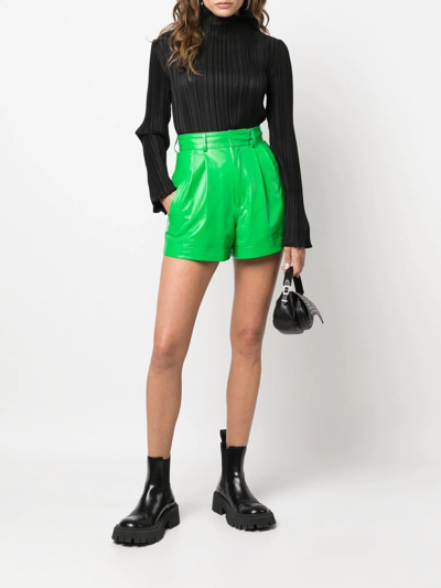 Shop Manokhi High-waisted Leather Shorts In Grün