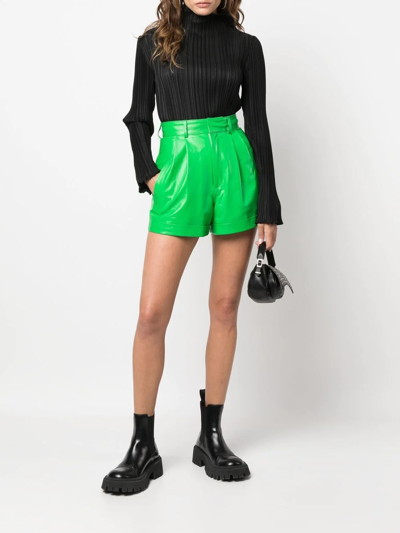 Manokhi High-waisted Leather Shorts In Grün