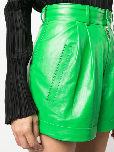 Manokhi High-waisted Leather Shorts In Grün