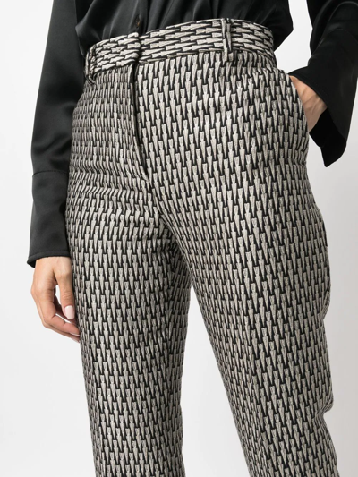 Shop Alberta Ferretti Patterned-jacquard Straight Trousers In Schwarz