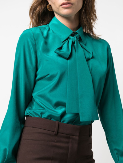 P.a.r.o.s.h Pussy-bow Collar Blouse In Grün