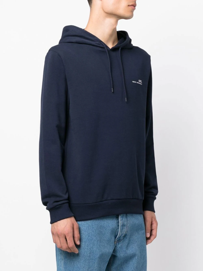 Shop Apc Item Logo-print Hoodie In Blau