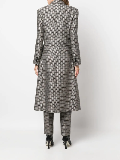 Shop Alberta Ferretti Patterned-jacquard Double-breasted Coat In Schwarz