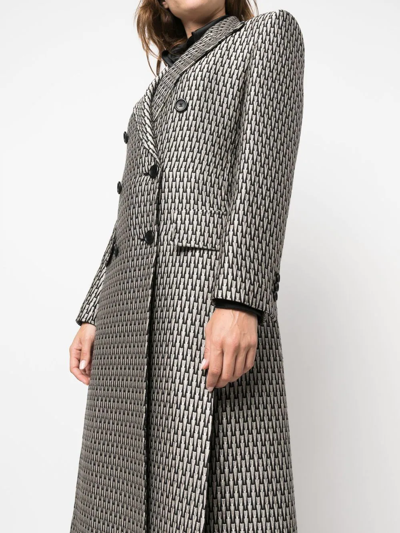 Shop Alberta Ferretti Patterned-jacquard Double-breasted Coat In Schwarz