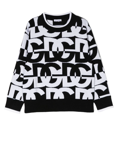 Shop Dolce & Gabbana Intarsia-knit Logo Jumper In Schwarz