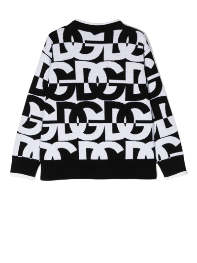 Dolce & Gabbana Intarsia-knit Logo Jumper In Schwarz