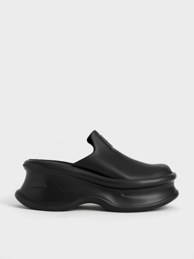 Charles & Keith Curved Platform Mules In Black | ModeSens