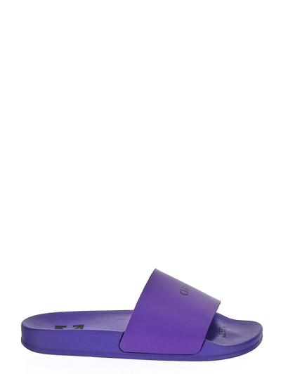 Shop Off-white Violet Slides In Purple