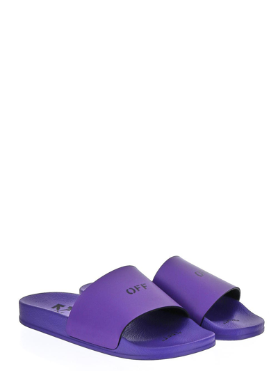 Shop Off-white Violet Slides In Purple