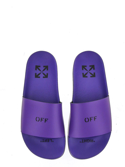 Shop Off-white Violet Slides In Purple