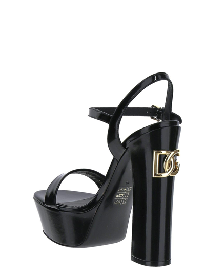 Shop Dolce & Gabbana Polished Calfskin Platform Sandals In Black