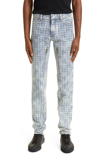 Shop Givenchy 4g Jacquard Stretch Skinny Denim Trousers In Blue/ White