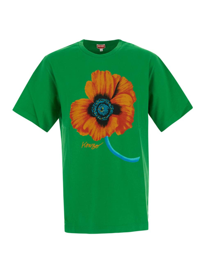 Shop Kenzo Poppy Printed T-shirt In Green
