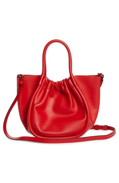 Shop Proenza Schouler Small Ruched Leather Crossbody Tote In Scarlet