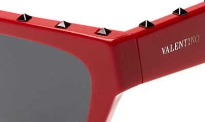 Shop Valentino 53mm Rockstud Cat Eye Sunglasses In Red Solid