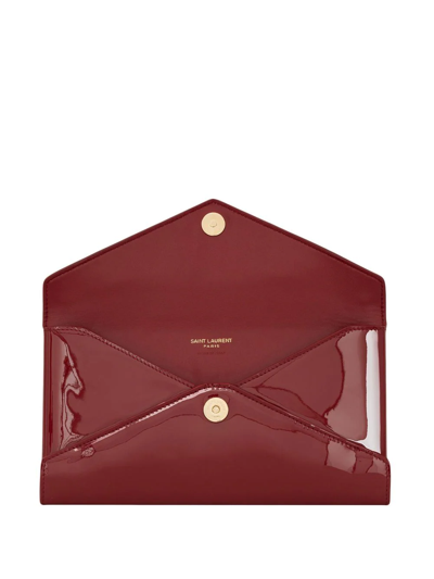 Shop Saint Laurent Paloma Patent Leather Pochette In Red