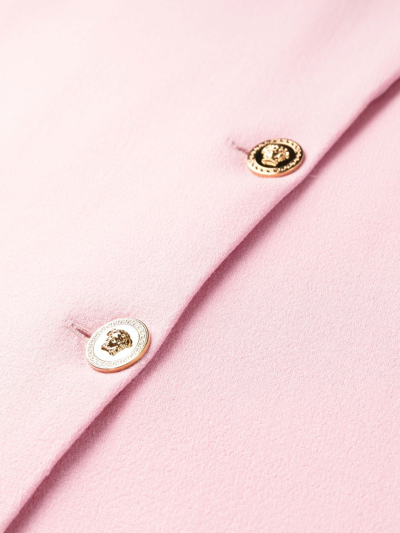 Shop Versace Medusa Head-buttons Mini Dress In Pink