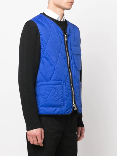 Shop Mackintosh General Quilted Gilet In Blue