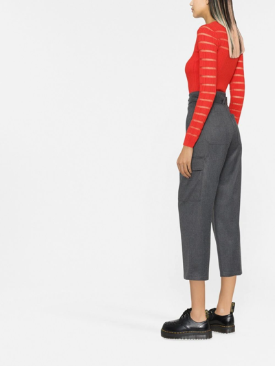 Shop Pinko High-waisted Cropped Trousers In Grau