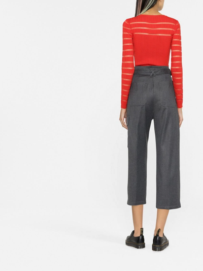 Shop Pinko High-waisted Cropped Trousers In Grau