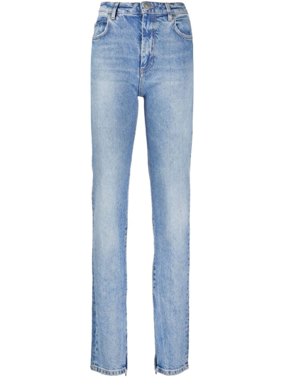 Shop Pinko Zip-cuff Skinny Jeans In Blue
