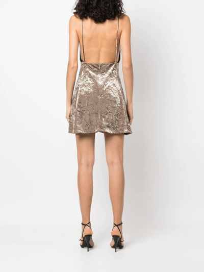 Saint Laurent Women Biscuit Velvet Mini Dress In Brown