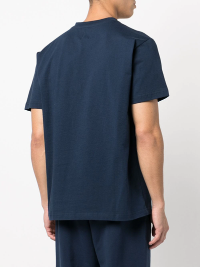 Shop New Balance Logo-patch Cotton T-shirt In Blue