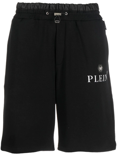 Shop Philipp Plein Logo-patch Drawstring Track Shorts In Black