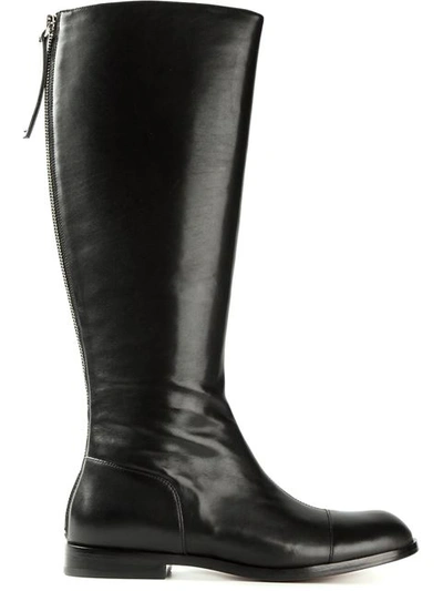 Marc By Marc Jacobs Back Zip Riding Boots In Dark Blue