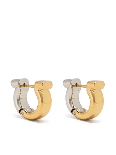 Shop Ferragamo Gancini Hoop Earrings In Gold