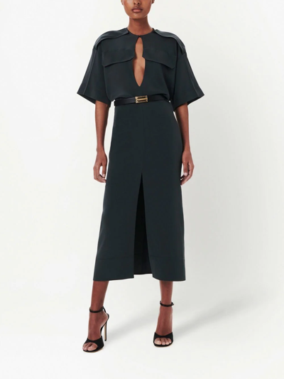 Victoria Beckham Utility Detail Midi Dress In Grau