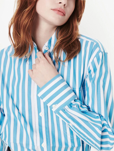 Shop Victoria Beckham Button-down Oversized Striped Shirt In Blau