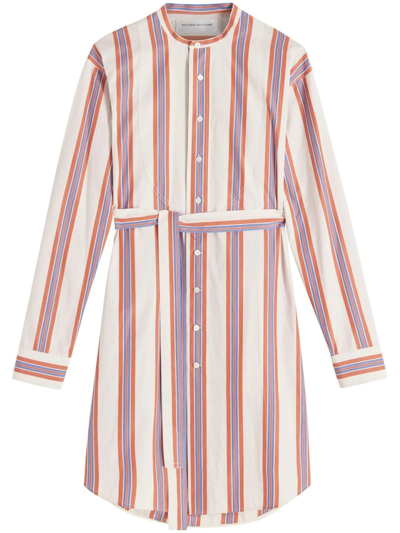 Shop Victoria Beckham Bib-detail Shirt Dress In Weiss