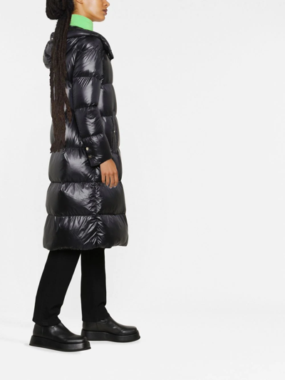 Herno Long Quilted Down Jacket With Hood And Buttons In Black