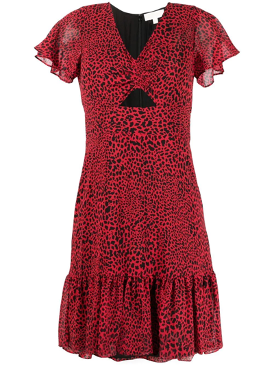 Michael Michael Kors Leopard-print Peplum Mini Dress In Rot | ModeSens