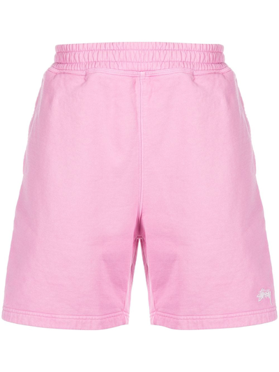 Shop Stussy Stock Logo Track Shorts In Pink