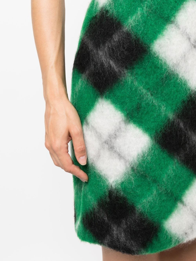 Opening Ceremony Long Hair Check Mini Skirt In Grün
