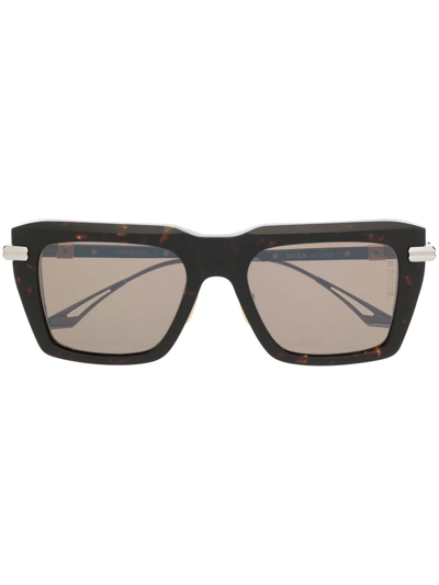 Shop Dita Eyewear Tortoiseshell-effect Square Sunglasses In Brown