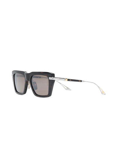Shop Dita Eyewear Tortoiseshell-effect Square Sunglasses In Brown
