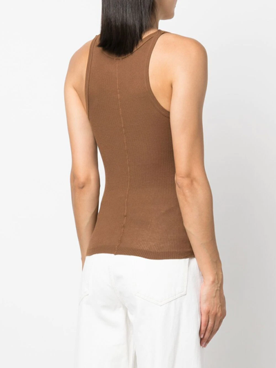 Shop Re/done Ribbed-knit Tank Top In Brown