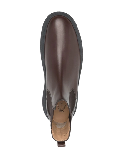 Tod's Leather Chelsea Boots In Braun