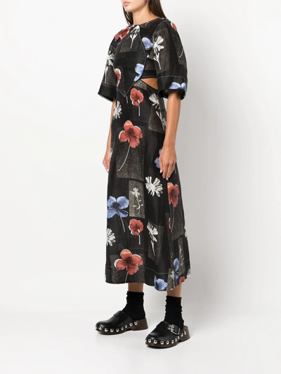 Shop Ganni Floral-print Maxi Dress In Mehrfarbig
