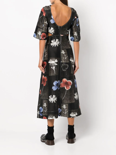 Shop Ganni Floral-print Maxi Dress In Mehrfarbig